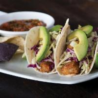 Crispy Fish Tacos  · Panko-crusted filleted white fish, fresh avocado, shaved cabbage, ranchito sauce and fresh c...