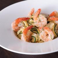 Shrimp Scampi Zucchini  · Our lighter spin on a traditional recipe. Zucchini ribbons sauteed with lemon, garlic and wh...