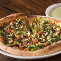 Spicy Chipotle Chicken Pizza  · Chipotle adobo sauce, shaved poblanos and Monterey Jack with housemade roasted corn & black ...