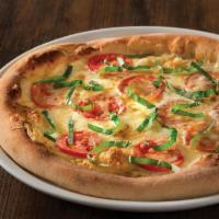 5 Cheese and Fresh Tomato Pizza · Fresh and traditional mozzarella, Monterrey Jack, smoked Gouda and Romano with tomato and fr...