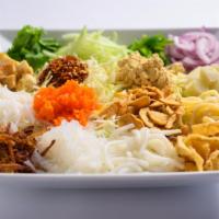 Ruby Rainbow Salad · This salad is made from 4 different types of noodles, fried tofu, thinly sliced onions, cucu...