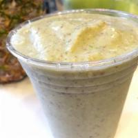 Green Monkey Smoothie · Kale, banana, almond butter, soy, milk, protein and dates.