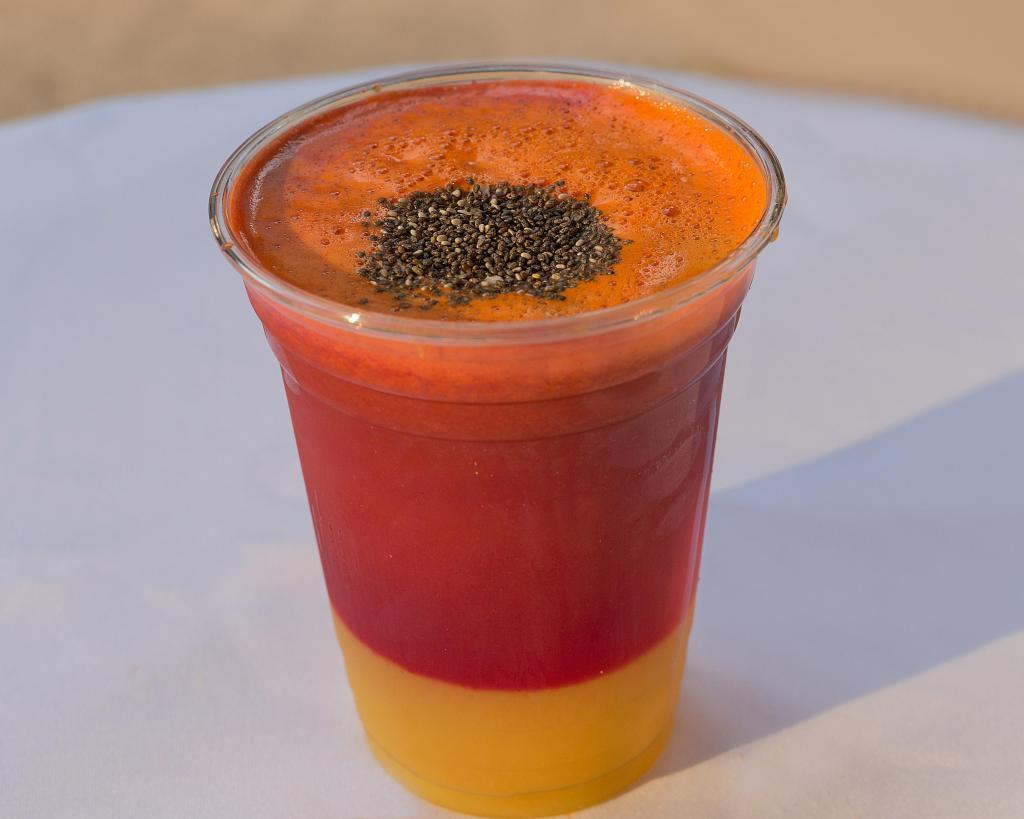Red and Healthy Juice · Beet, orange, carrot, kale and ginger.