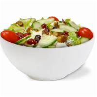 Cranberry Pecan Salad · Fresh Romaine Lettuce, Feta Cheese, Cucumber, Tomatoes, Cranberries & Pecans