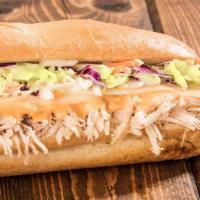 Cole Turkey Sub · Slow roasted turkey, coleslaw, provolone cheese, Russian dressing and mayo.
