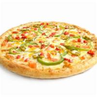 Mexicana Pizza · Lean ground beef, onions, chili peppers, green and red peppers, fresh tomatoes, jalapenos an...