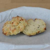 Cheddar, Rosemary and Garlic Biscuit · Gluten free flour, eggs, butter, cheddar cheese, buttermilk, garlic, rosemary, baking soda, ...
