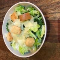 Hail Caesar Salad · Organic hearts of romaine, shaved Parmesan cheese and croutons with Caesar dressing. 