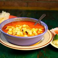 Menudo  · Served with a toasted bolillo, lime, oregano, onions and crushed pepper.