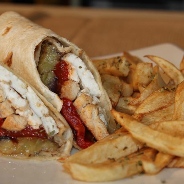 Chicken Wrap · Grilled chicken, roasted red peppers fresh mozzarella and balsamic glaze. 