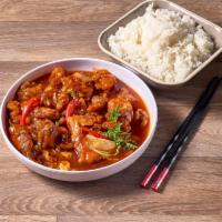 Honey Vinegar Pork · Tender pork, bell peppers and onions with a sweet and tangy sauce