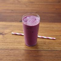 Double Berry Smoothie · Coconut milk, blueberries, strawberries, banana and kale.