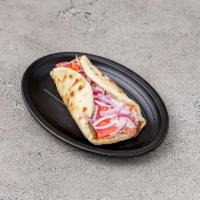 Gyro · Lamb. Tomato and onions with tzatziki sauce, wrapped in pita bread. Make it deluxe: add feta...