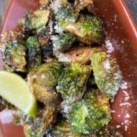 Fried Brussel Sprouts · Lime juice and Parmesan.