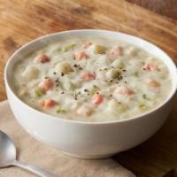 New England Clam Chowder · Rich, creamy New England-style clam chowder made with chopped sea clams, fresh Yukon potatoe...