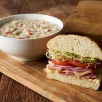 1/2 Sandwich Combo · Any 1/2 sandwich with a bowl of soup or house salad or deli salad.