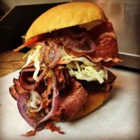 Neighbor Affair · Rib-eye steak and pastrami, cheese wiz, and grilled onions. Guaranteed to  satisfy every cra...