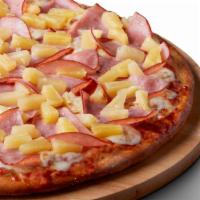 Hawaiian Delight Pizza · Signature red tomato sauce on our original crust, topped with extra mozzarella cheese, Canad...
