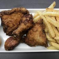 Chicken Dinner · 4 pieces fried chicken. Served with French fries, coleslaw and dinner roll.