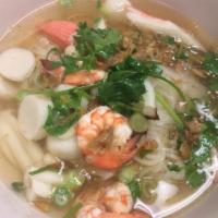 21. Hu Tieu Do Bien · Rice or egg noodle soup with seafood in chicken broth.