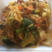 34. Spaghetti Kee-Mao · Stir-fry spaghetti pasta with your choice of meat, cabbage, broccoli, carrots, bell peppers,...
