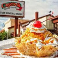 Fried Ice Cream · Fried ice cream placed on a delicious sweetened flour shell.