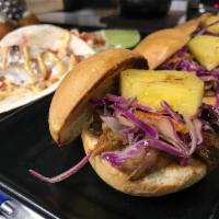 Short Rib Sliders · Brioche, red cabbage slaw and grilled pineapple.