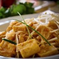 Pad Thai Noodle · Rice noodle stir fried with tamarind sauce, bean sprout, green onion, chives, crushed peanut...