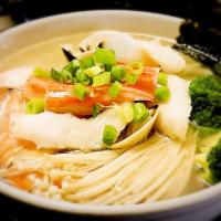Seafood Udon Noodle Soup · 