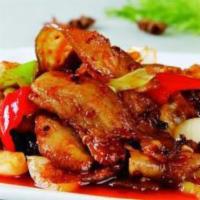Twice Cooked Pork with Chili Bean Sauce · With spicy bean sauce.