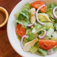 Angelico Salad · Romaine lettuce, artichokes, tomatoes and red onions with balsamic vinaigrette.