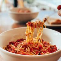 Spaghetti with Marinara · Homemade marinara served over spaghetti.
