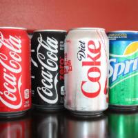 Can Soda · Cocacola, Sprite, Ginger Ale, Diet Pepsi and Diet Cocacola, Ice Tea