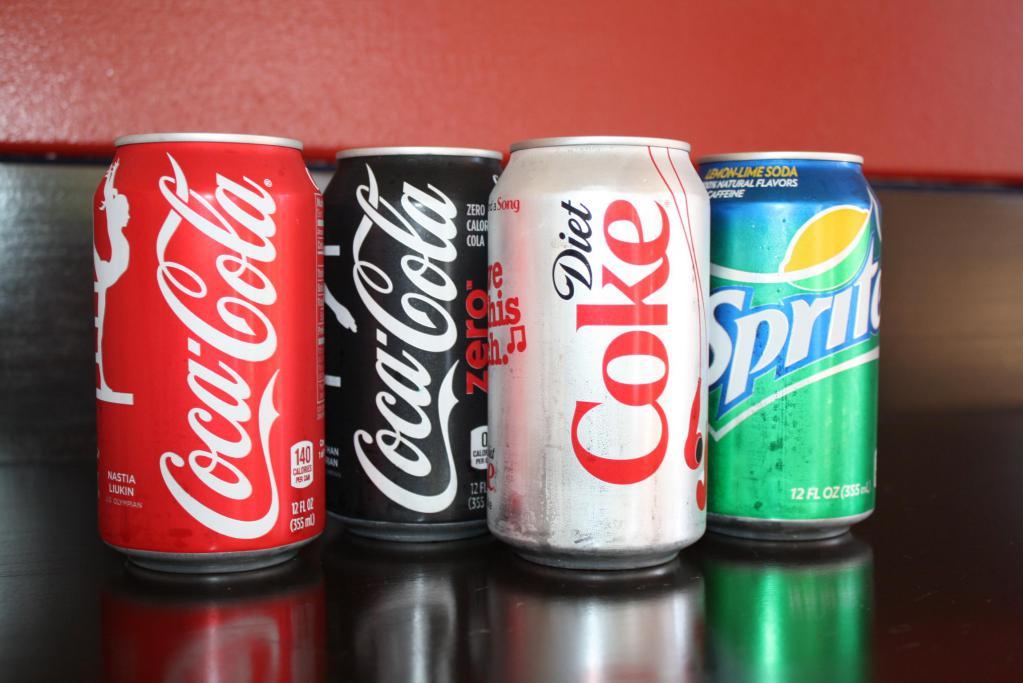 Can Soda · Cocacola, Sprite, Ginger Ale, Diet Pepsi and Diet Cocacola, Ice Tea