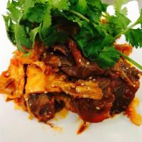 A4. Sliced Beef and Ox Tripe in Chili Sauce · Medium spicy level.