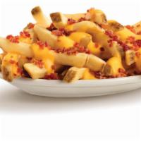 Cheese and Bacon Fries · Cheddar cheese sauce and bacon.