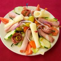 Antipasto Primavera Salad · Mixed greens, tomatoes, cucumbers, giardiniera, pepperoncini, artichokes, roasted tomatoes, ...