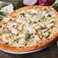 Poultry Geist · Chicken marinated in a tangy ranch sauce, broccoli, red onions, Swiss cheese, fontina, Gorgo...