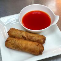 2 Pieces Fried Egg Rolls · Rolled in a crispy egg roll wrap, served with a side of sweet and sour sauce.