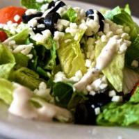 Garden Salad · Lettuce, tomato, mozzarella and black olives. Add grilled chicken strips for an additional c...
