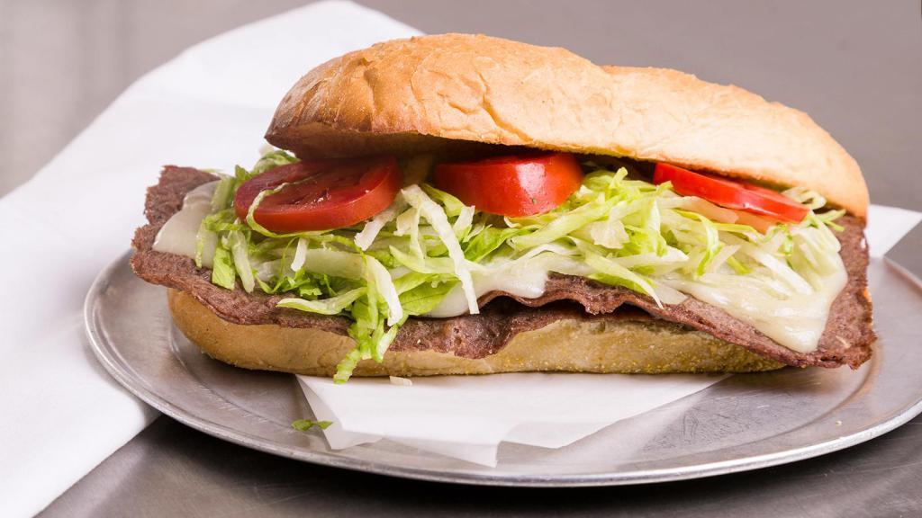 Steak Hoagie Sandwich · 6 oz. of thinly sliced rib eye, provolone cheese, lettuce, tomatoes, onions and mayonnaise.