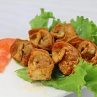 Golden Wonton · Crispy wonton filled with soy protein and vegetable.