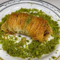 Kataifi Pistachio Greek Style · Shredded wheat dough rolled in crushed pistachios.