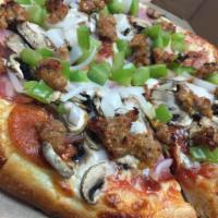 Joey's Special Pizza · Mushrooms, pepperoni, ham, onions, green peppers, and Italian sausage.