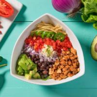 Tocaya Salad · Shredded romaine lettuce with whole black beans, diced tomato, diced red onions, sliced jala...