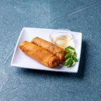 Fried Spring Roll · Cabbages, celery, carrots and glass noodles stuffed in a spring roll and served with plum sa...