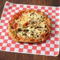 Deluxe Pizza · Pepperoni, sausage, beef, onions, mushrooms, green peppers, black olives and extra cheese. 