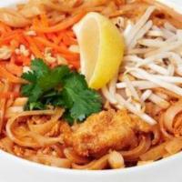 Pad Thai · Gluten free. Rice noodles in our tangy Pad Thai sauce with green onions, carrots, egg, peanu...