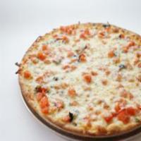 Margarita Thin Crust Pizza · Olive oil, tomato, basil, and mozzarella.