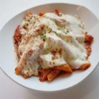 Baked Mostaccioli · Served with a roll.